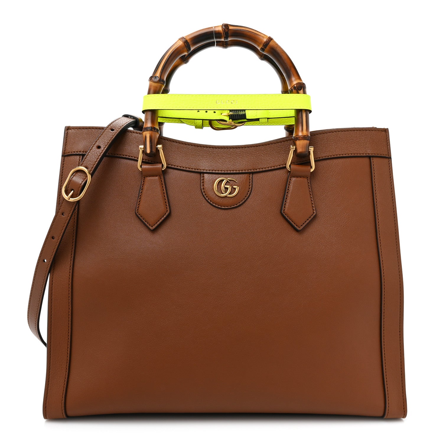 Gucci Wonka Grain Calfskin Medium Diana Tote Bag Cuir Yellow Fluo 1 of 13