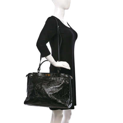 Fendi Patent Large Peekaboo Iconic Satchel Black 2 of 9
