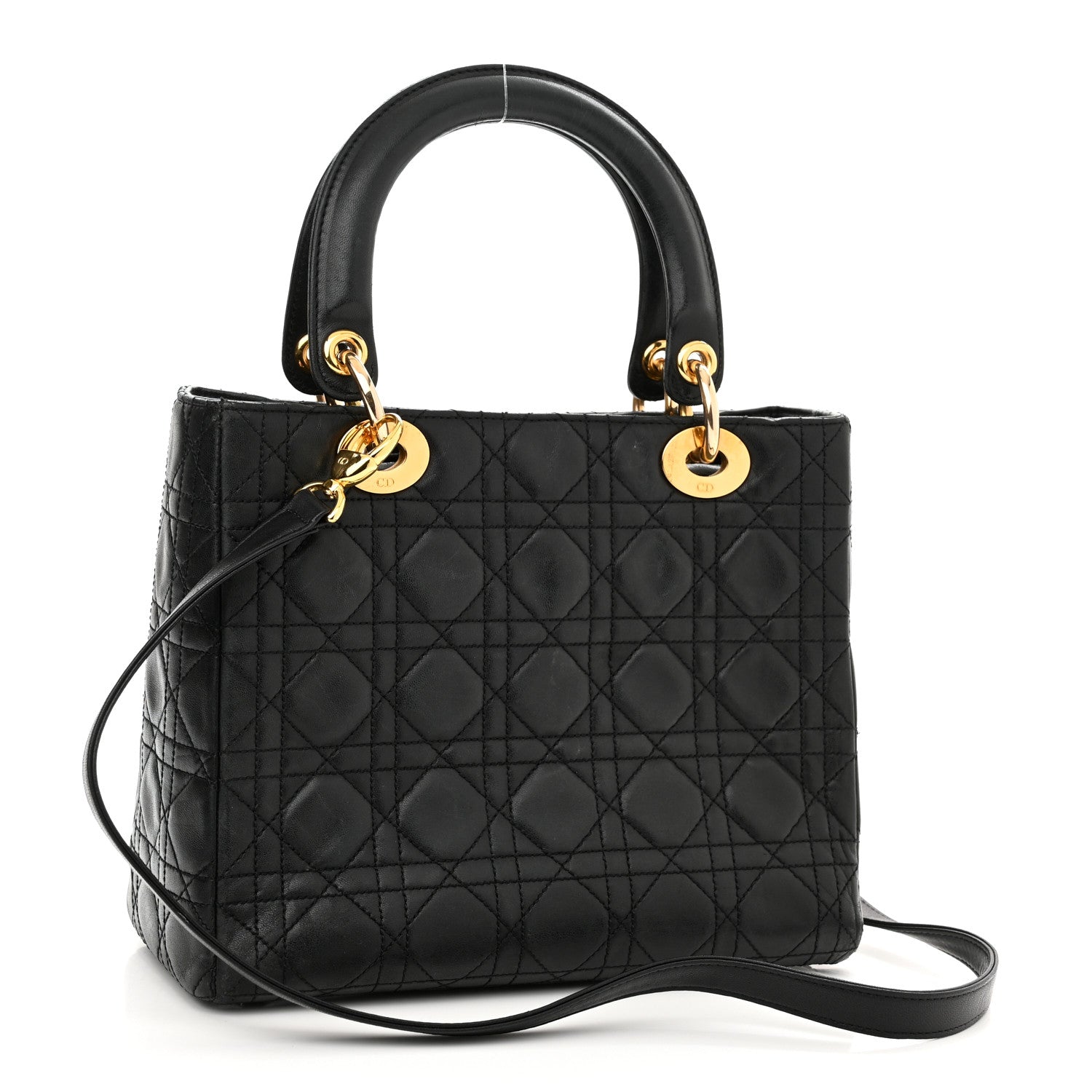 Christian Dior Lambskin Cannage Medium Lady Dior Black 3 of 11