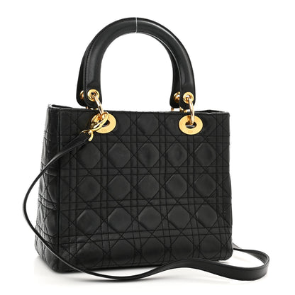 Christian Dior Lambskin Cannage Medium Lady Dior Black 3 of 11