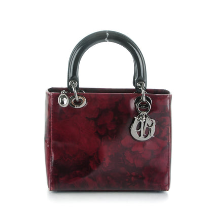 Christian Dior Patent Medium Floral Lady Dior Burgundy 1 of 9