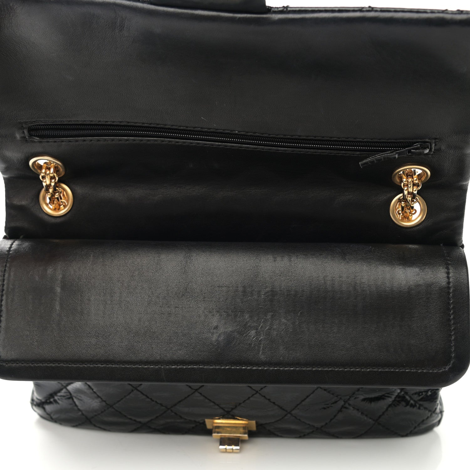 Chanel Distressed Patent Quilted 2.55 Reissue 226 Flap Black 10 of 11