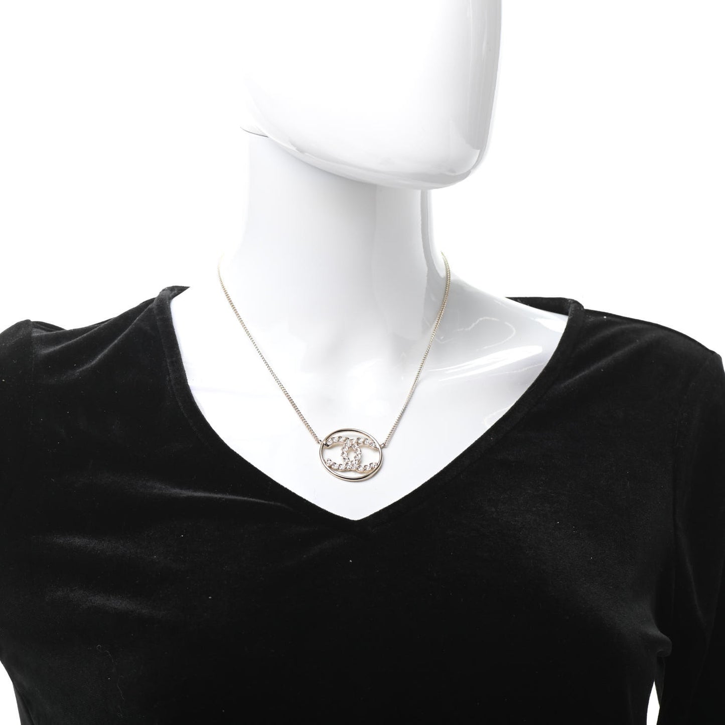 Baguette Crystal High Society CC Pendant Necklace Gold