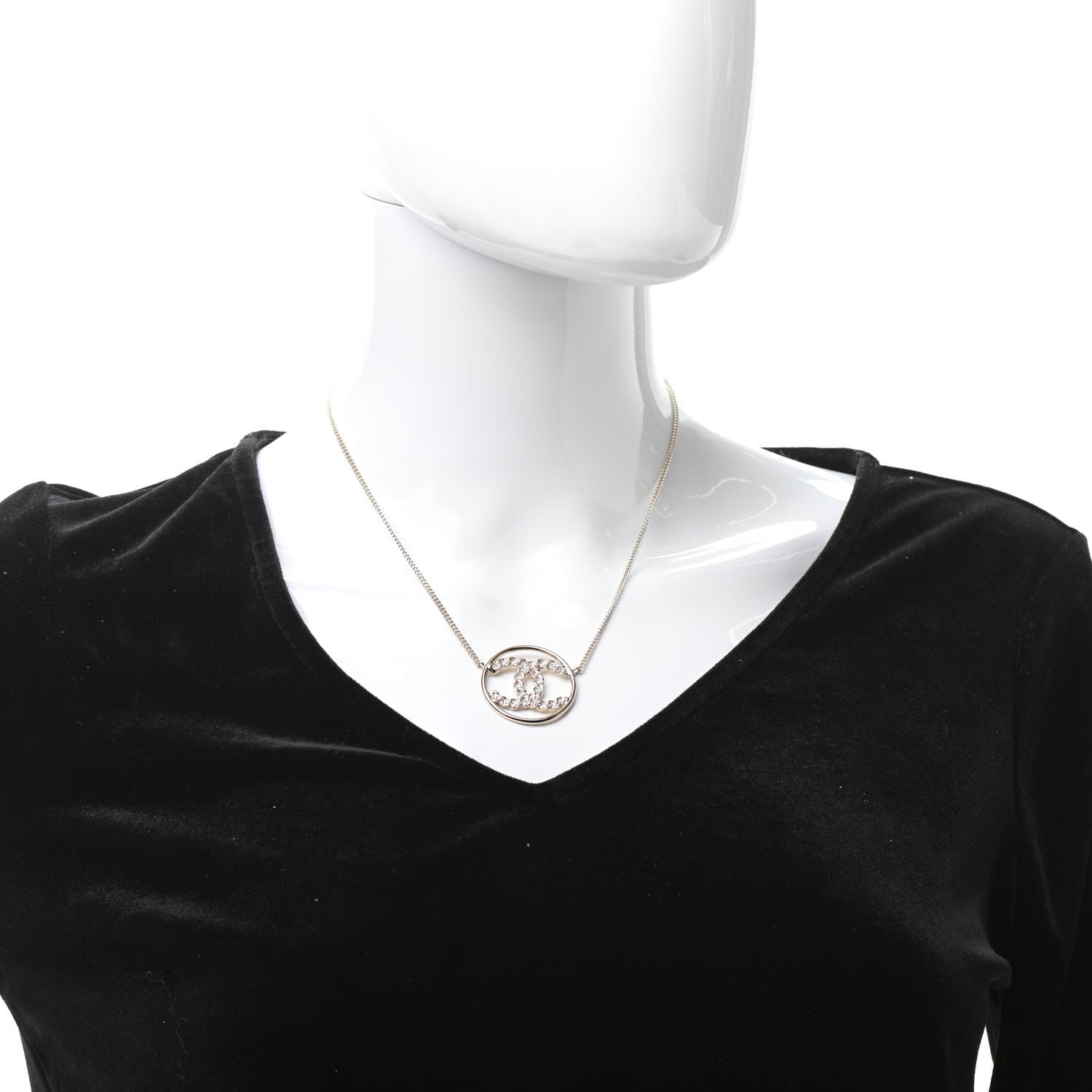 Chanel Baguette Crystal High Society CC Pendant Necklace Gold 2 of 6