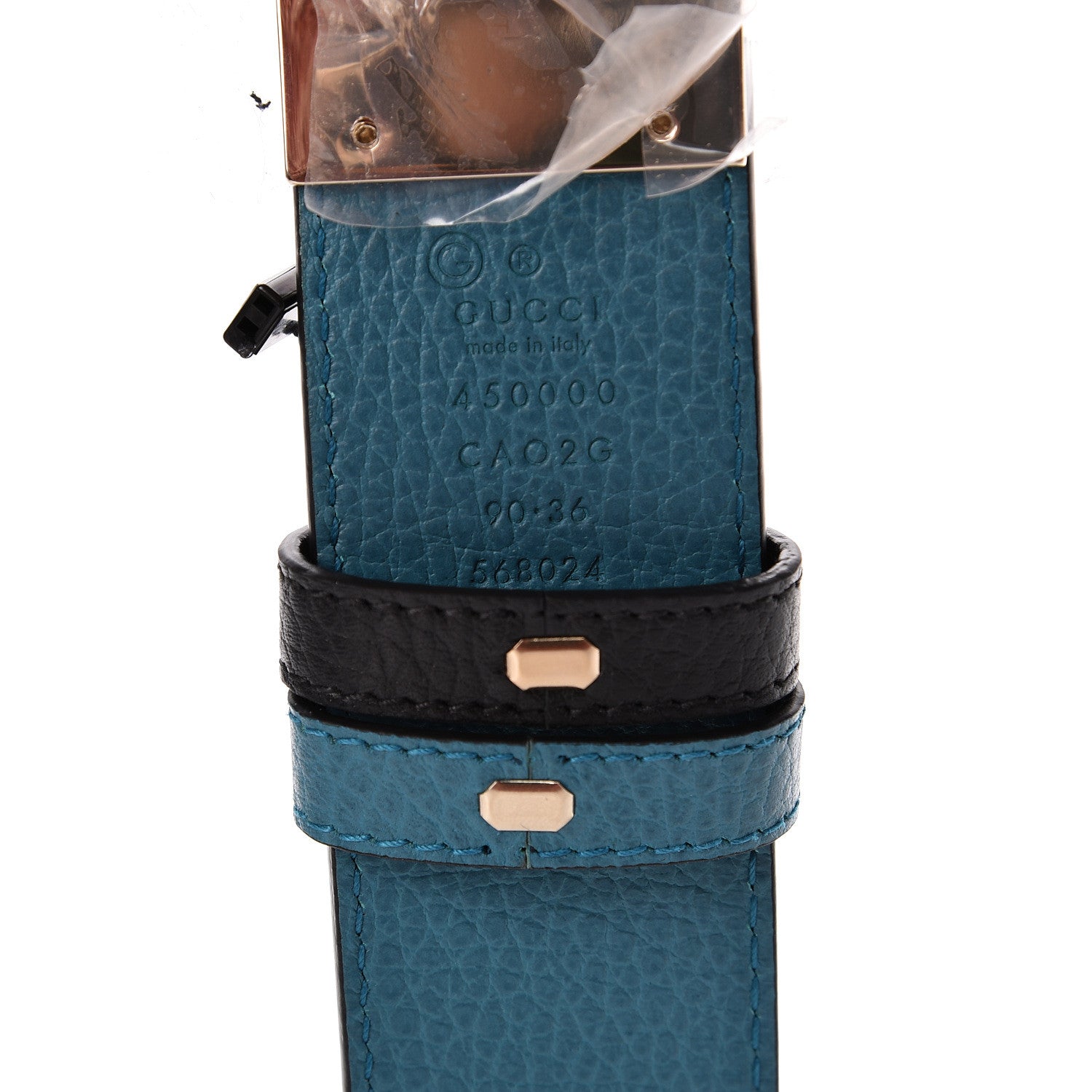 Gucci Dollar Calfskin 1973 Reversible Belt 90 36 Black Deep Cobalt 6 of 9