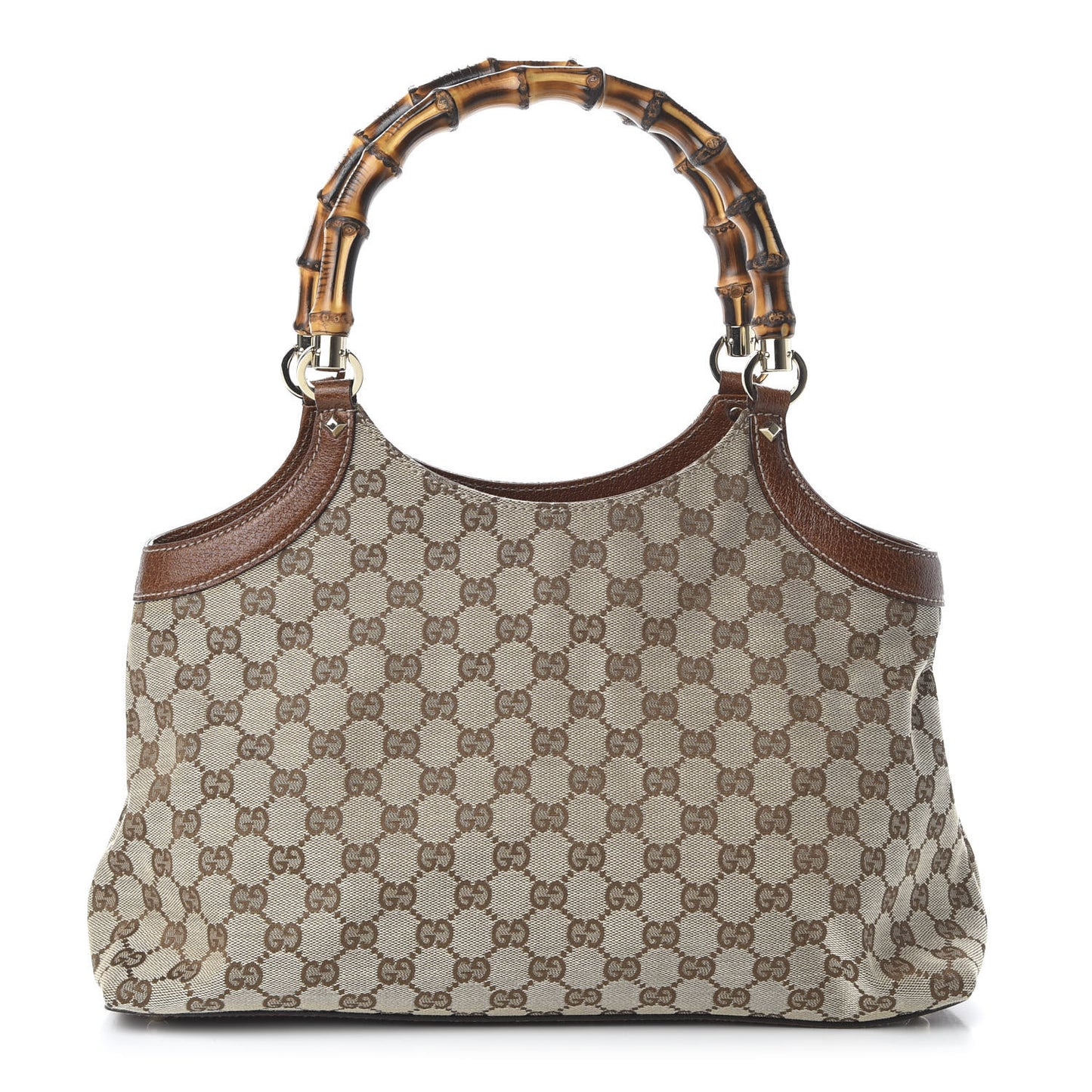 Monogram Bamboo Handle Bag Brown