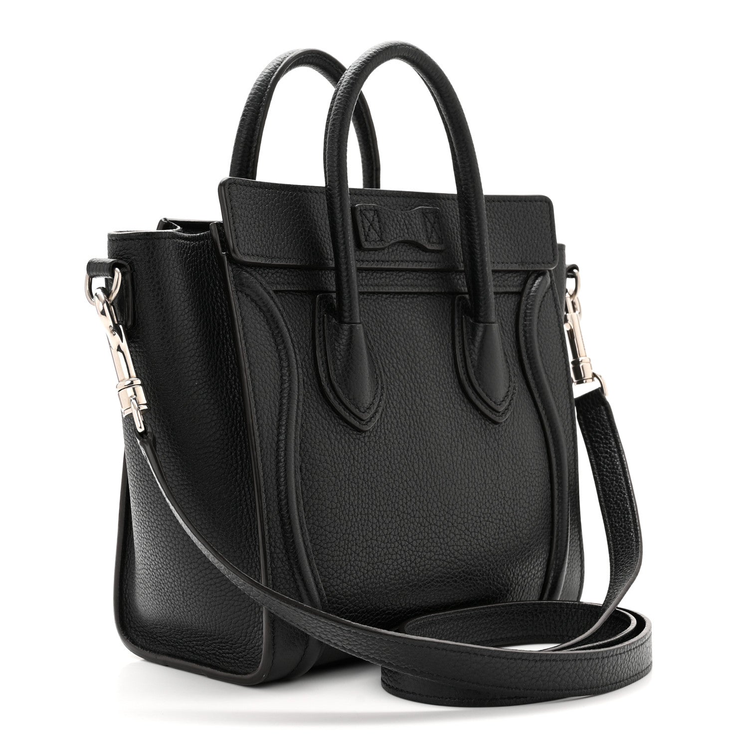 Celine Drummed Calfskin Nano Luggage Black 3 of 9