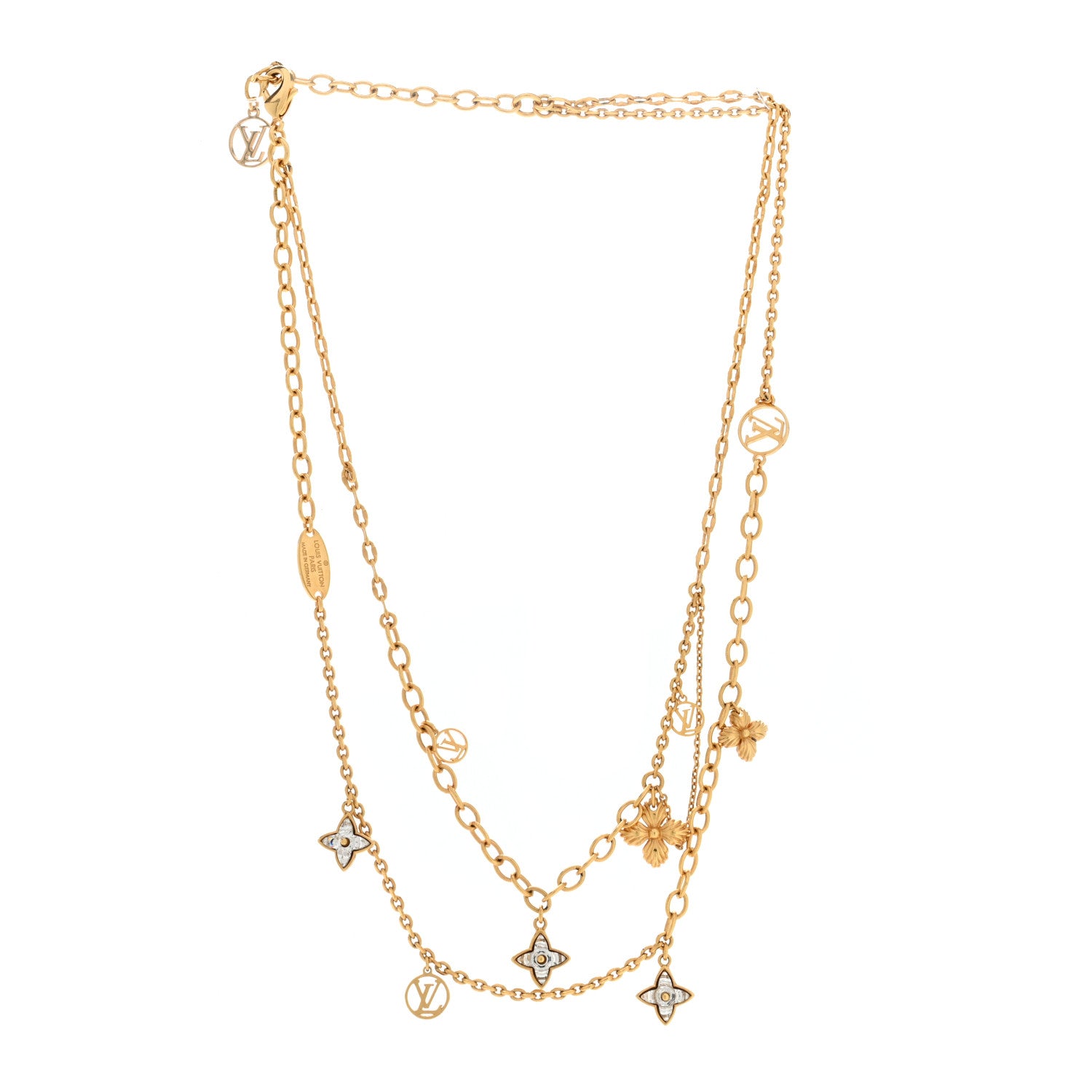 Louis Vuitton Metal Blooming Strass Necklace Gold 3 of 4