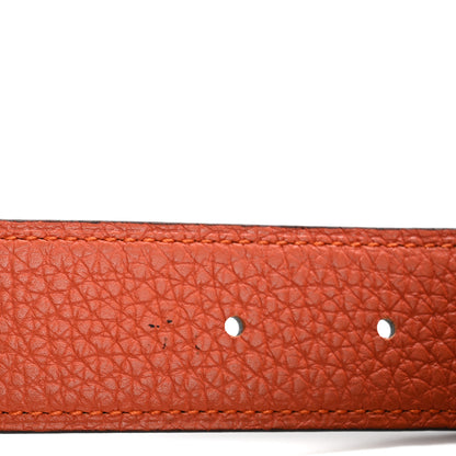 Hermes Box Togo 32mm H Belt 90 36 Black Orange 5 of 11