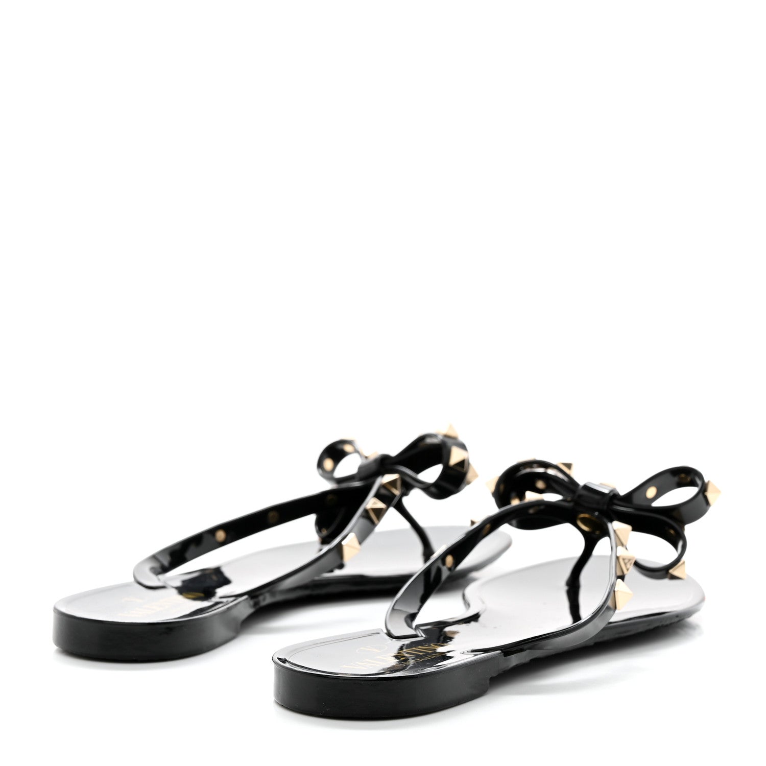 Valentino Garavani PVC Jelly Rockstud Bow Thong Sandals 38 Black 4 of 7