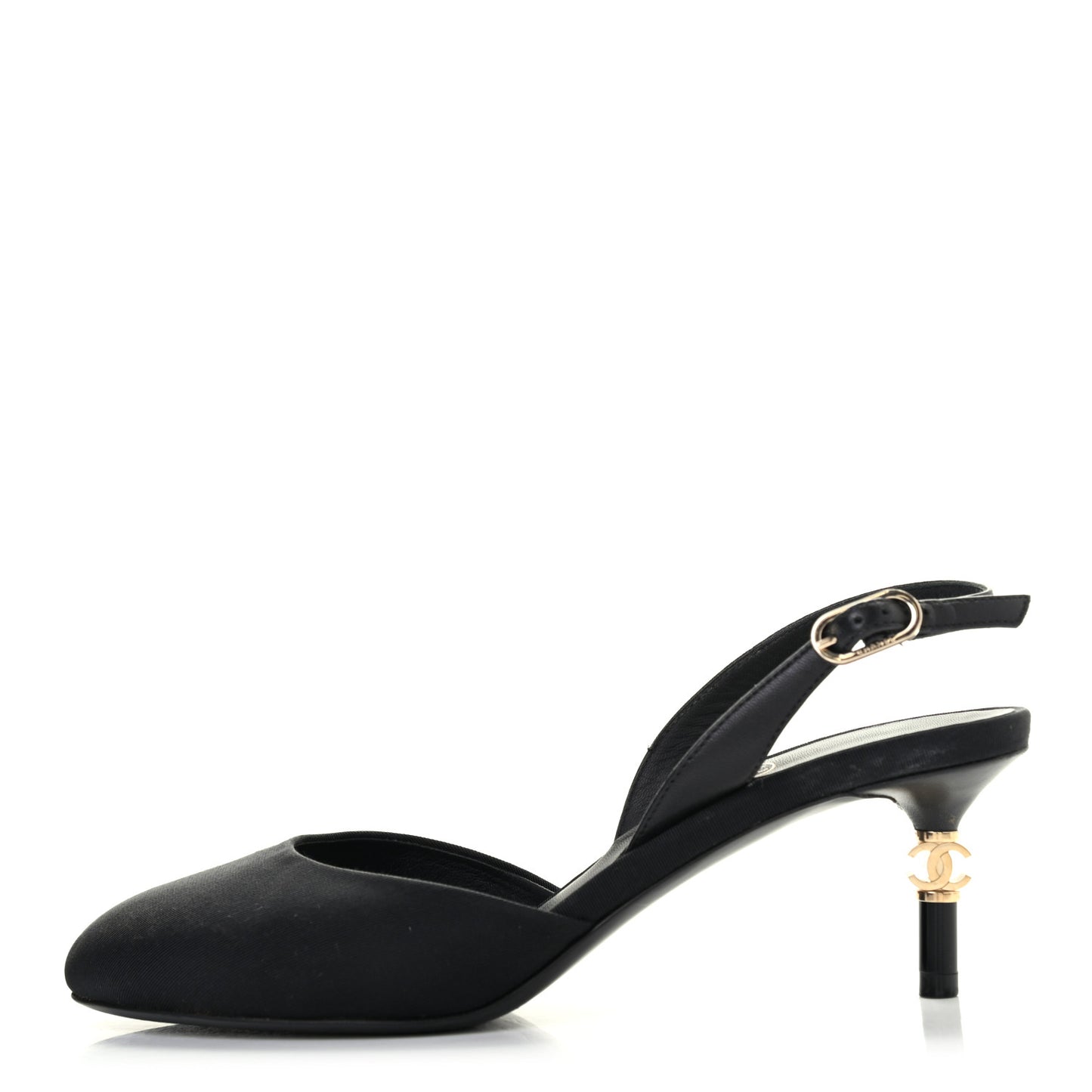 Lambskin Grosgrain CC Slingback Pumps 37 Black