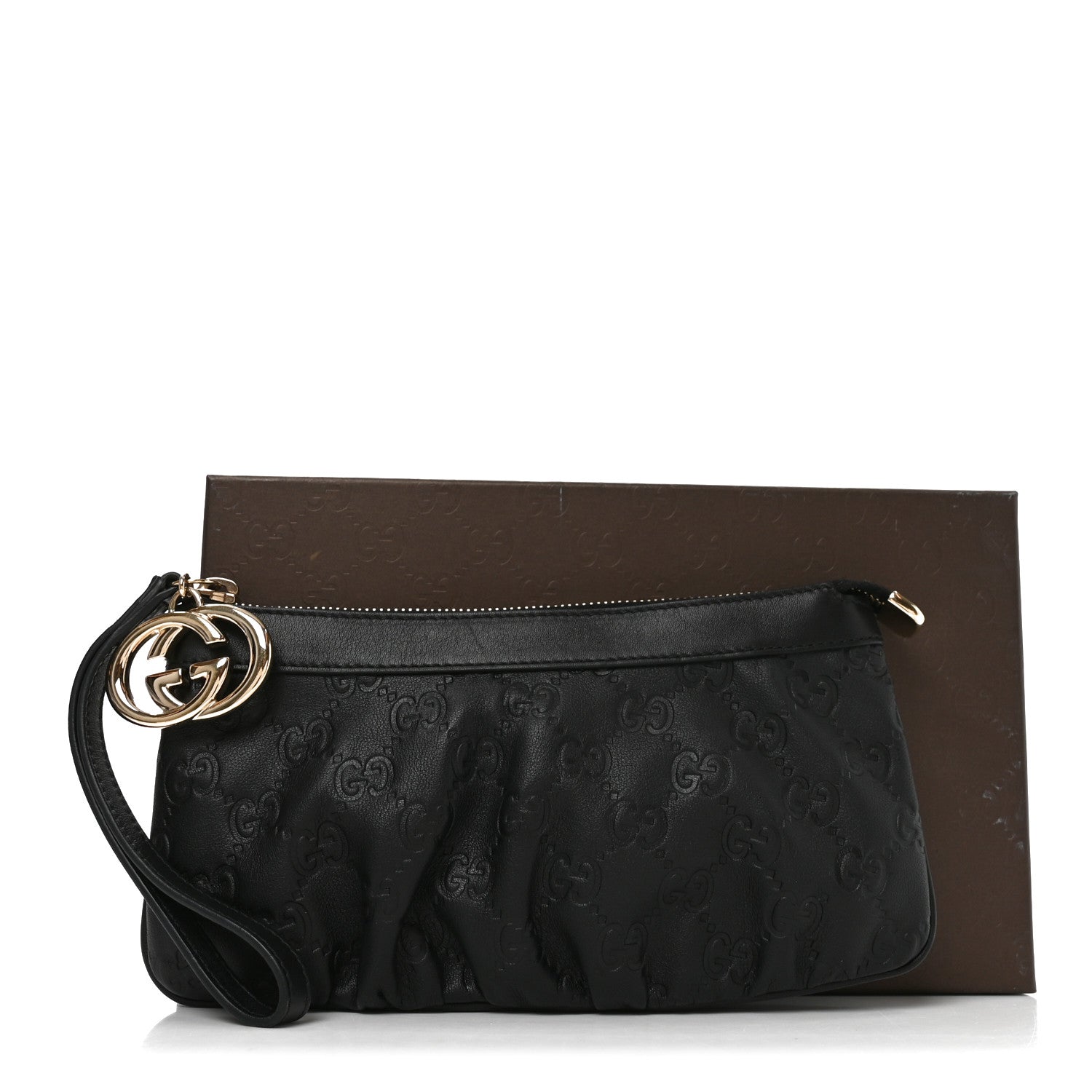 Gucci Guccissima Signature New Britt Wristlet Black 10 of 10