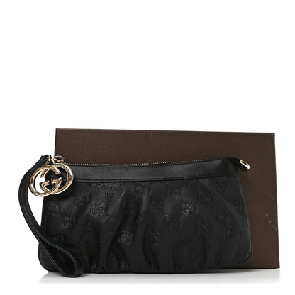 Gucci Guccissima Signature New Britt Wristlet Black 10 of 10