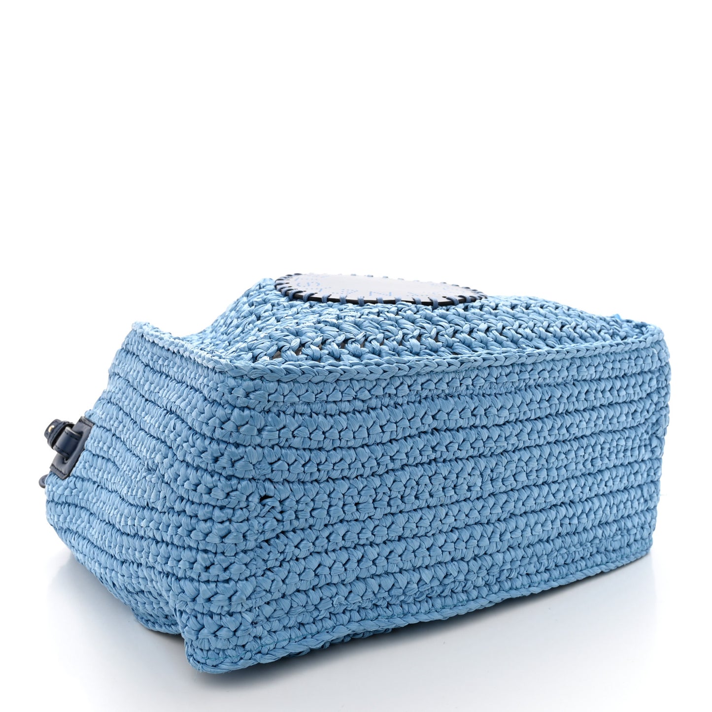 Braided Raffia Eco Alter Napa Perforated Logo Crossbody Bag Light Blue