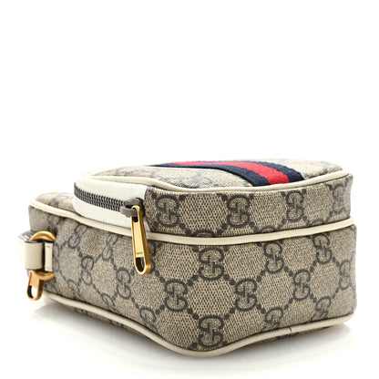 Gucci GG Supreme Monogram Web Mini Ophidia Double Zip Messenger Bag Beige Ebony Mystic White 4 of 8