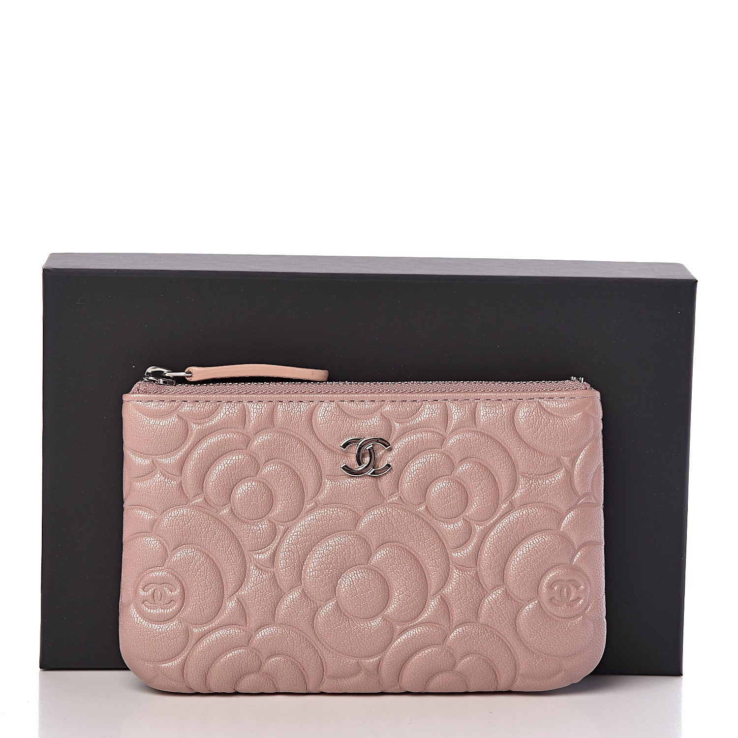Chanel Goatskin Camellia Embossed Cosmetic Pouch Light Pink 9 of 9