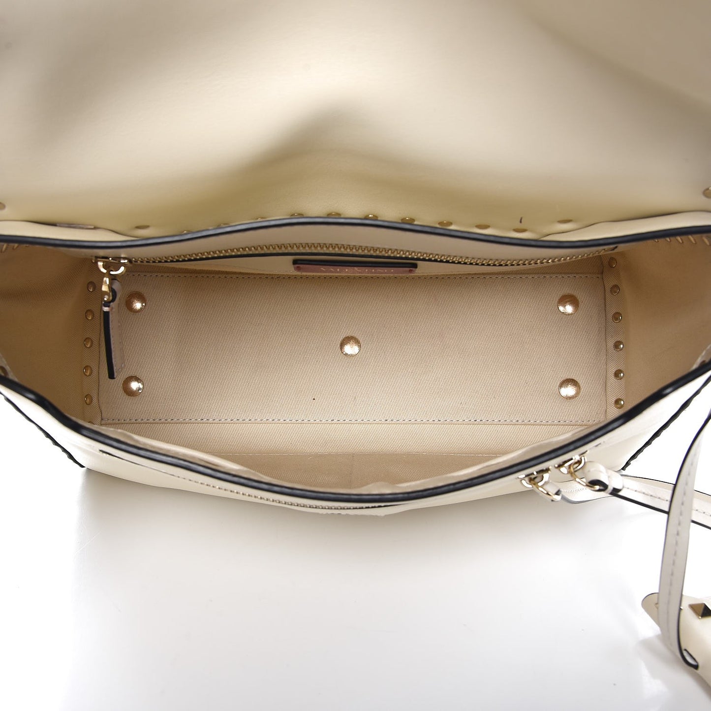 Vitello Rockstud Top Handle Shoulder Bag Ivory