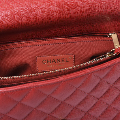Chanel Caviar Quilted Small Coco Handle Flap Red 7 of 10