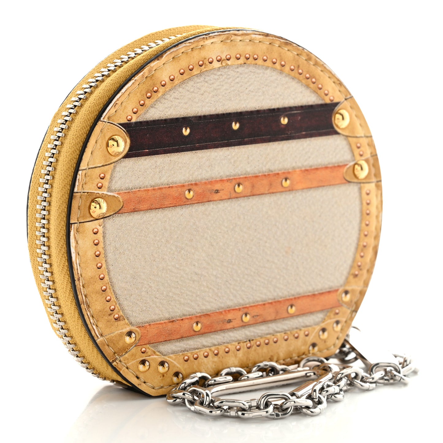 Transformed Monogram Time Trunks Micro Boite Chapeau Coin Purse Beige