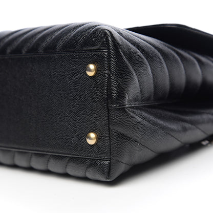 Chanel Caviar Chevron Quilted Medium Coco Handle Flap Black 9 of 9