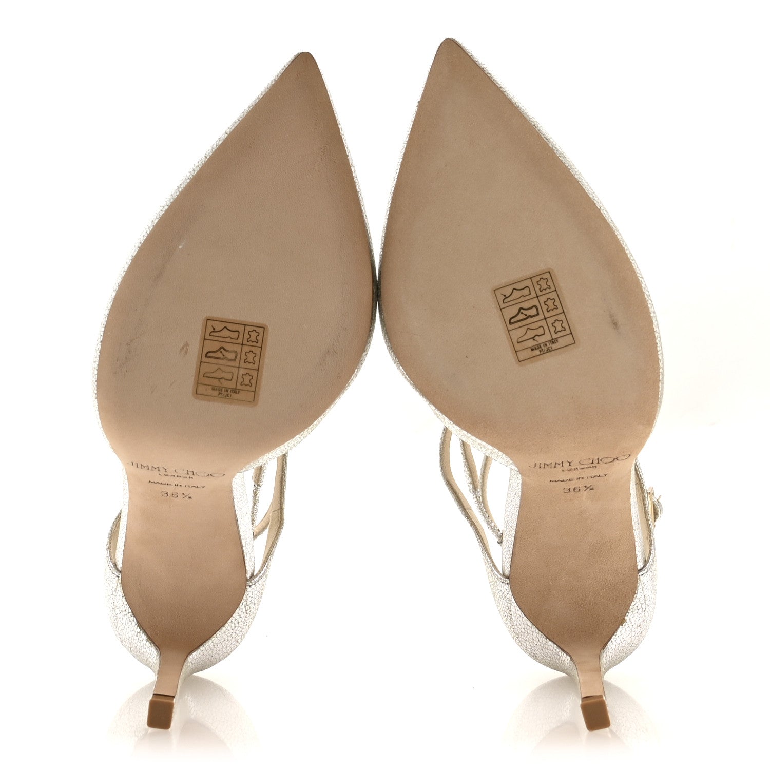 Jimmy Choo Glitter Calfskin Lancer 100 Pumps 36.5 Champagne 6 of 7