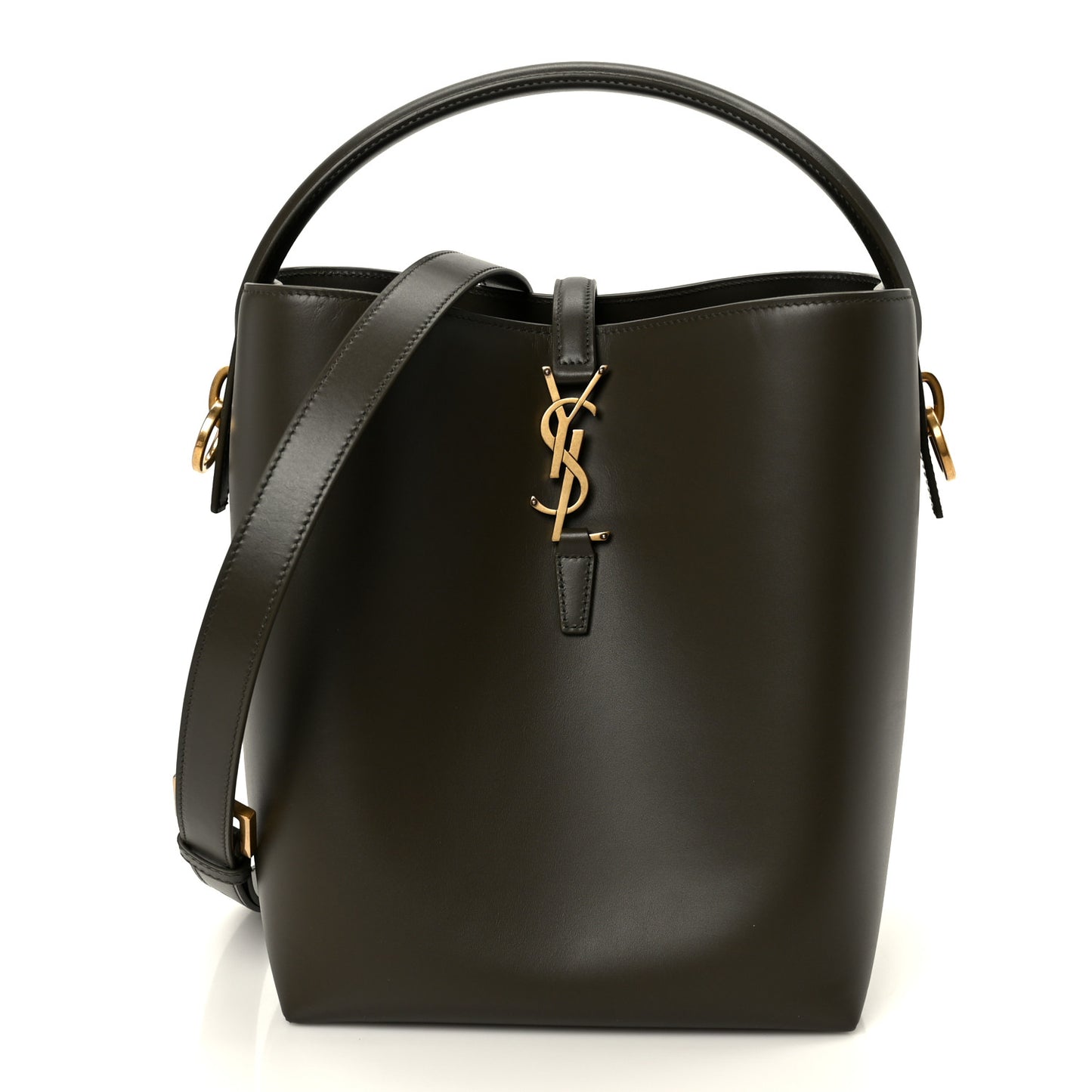 Shiny Calfskin Le 37 Bucket Bag Deep Musk