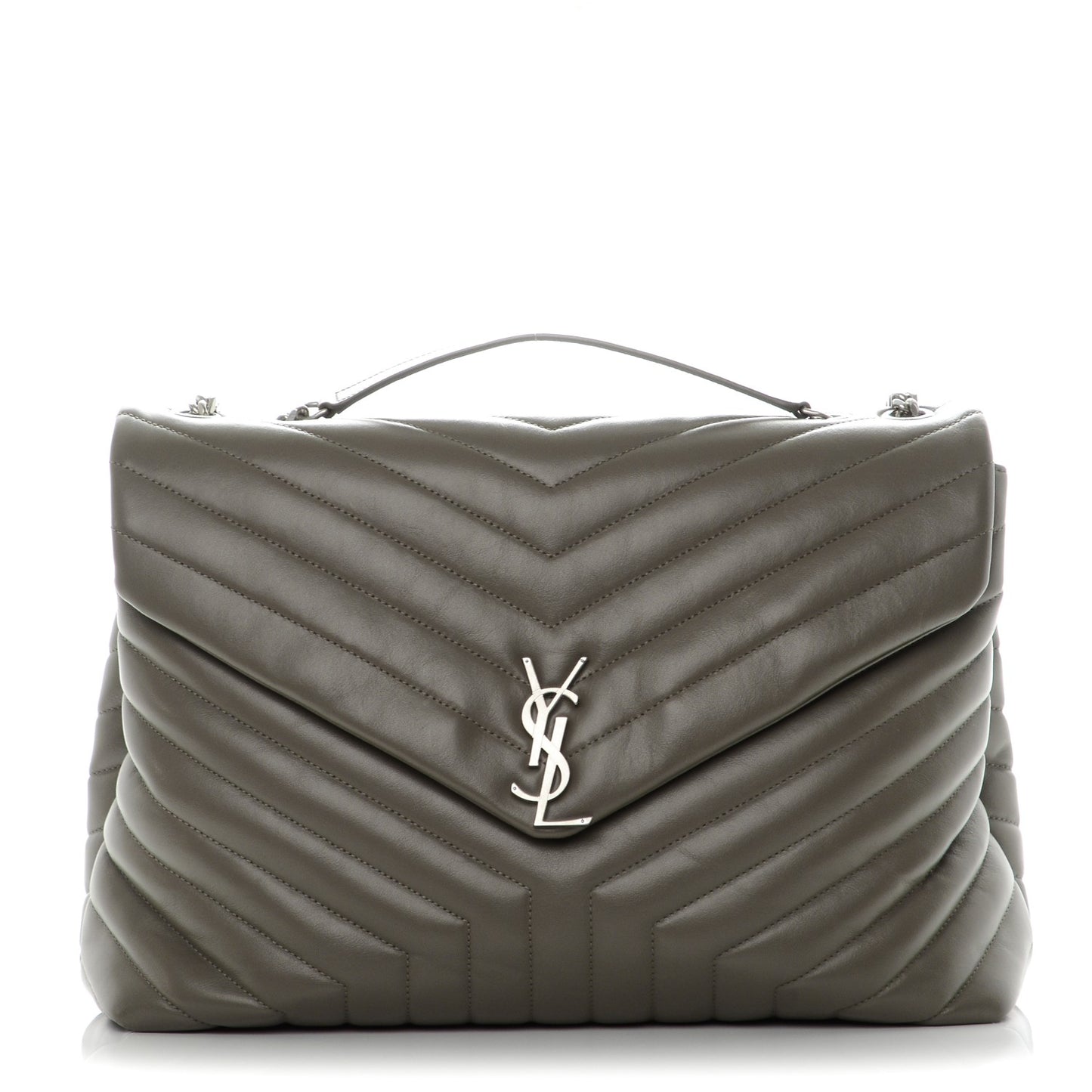 Calfskin Y Quilted Monogram XL Loulou Chain Satchel Fog