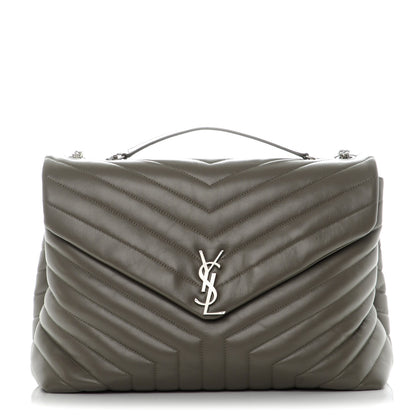 Saint Laurent Calfskin Y Quilted Monogram XL Loulou Chain Satchel Fog 1 of 7