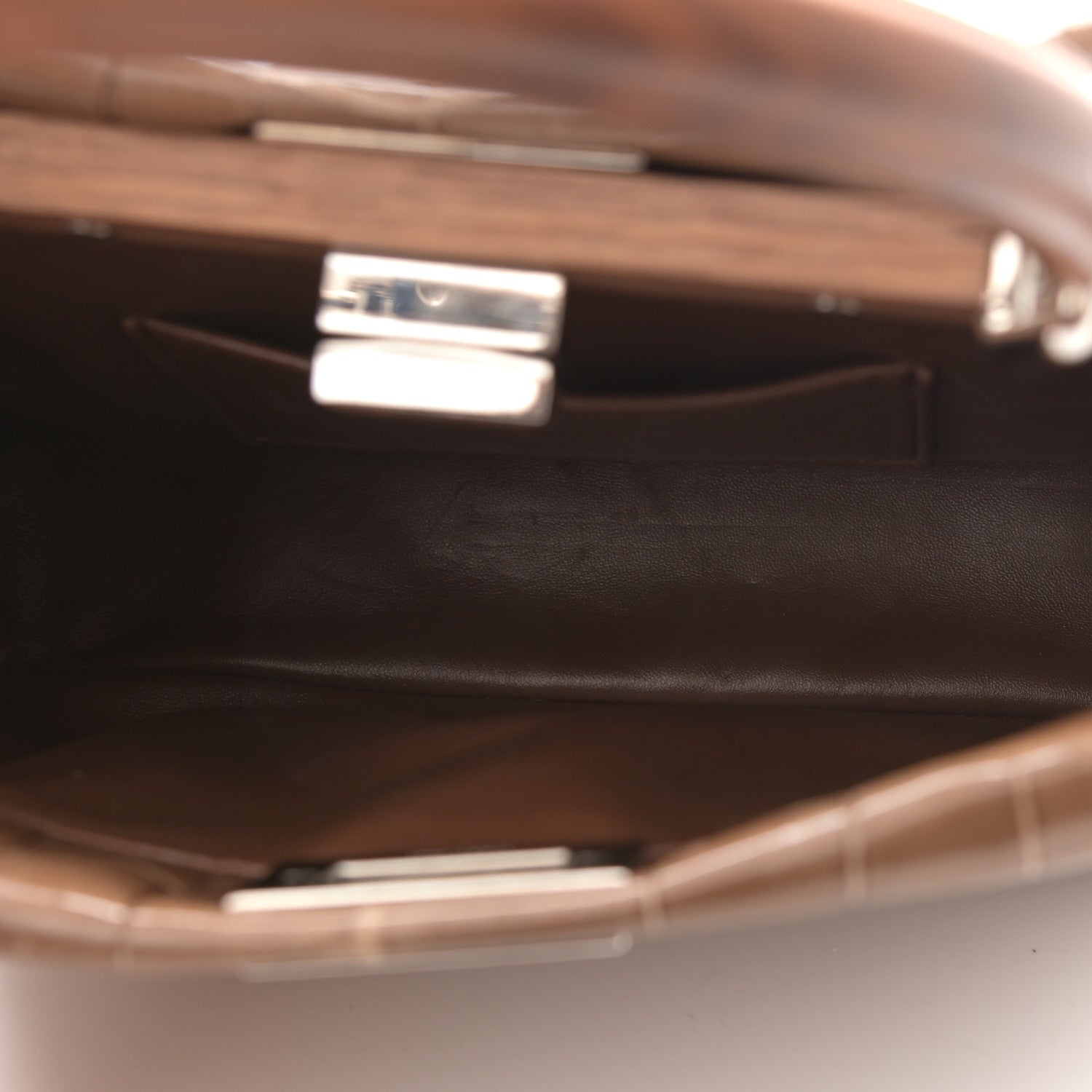 Fendi Crocodile Mini Peekaboo Iconic Satchel Brown 6 of 9