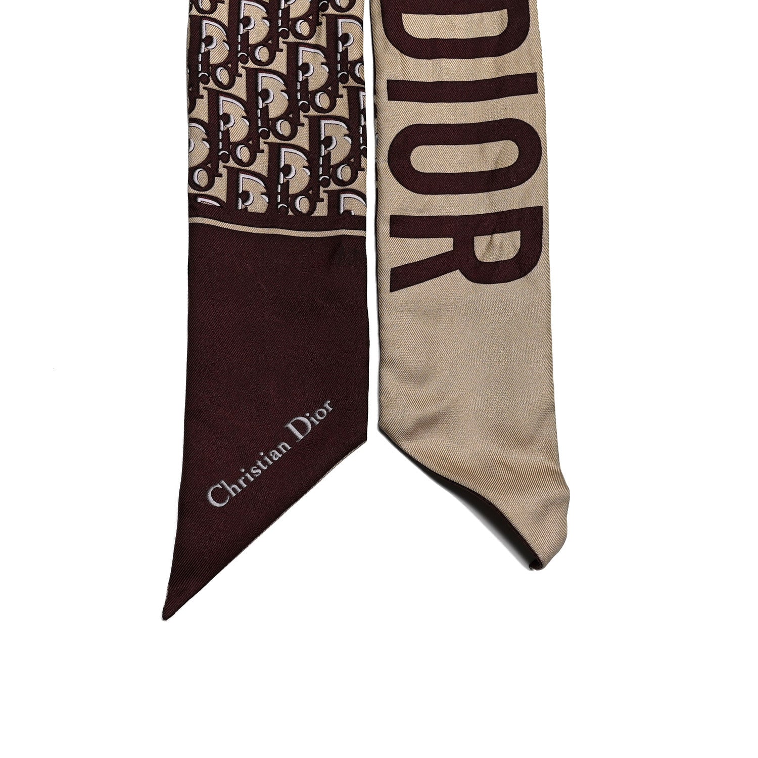 Christian Dior Silk Oblique Mitzah Scarf Bordeaux 2 of 5