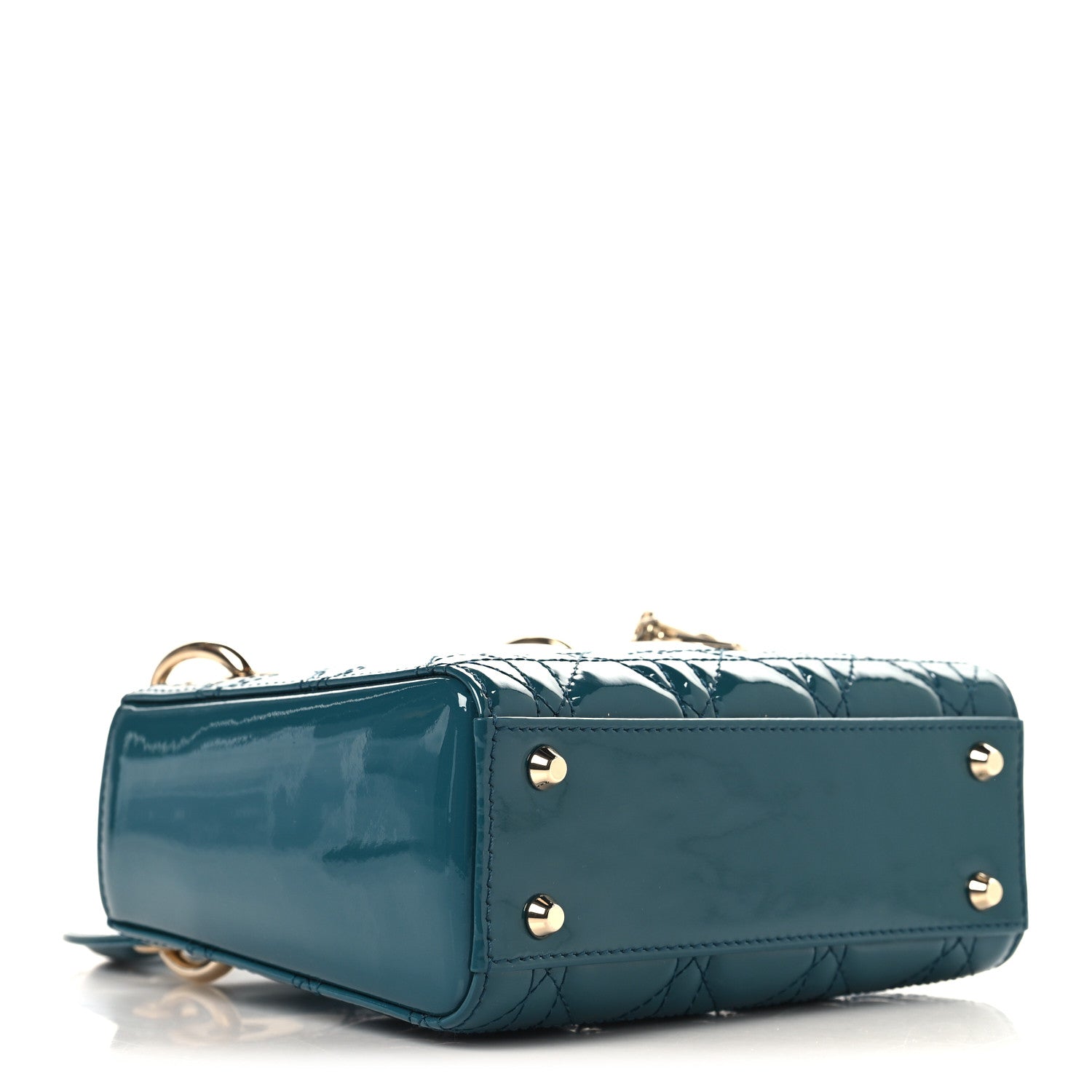 Christian Dior Patent Cannage Mini Lady Dor Blue 4 of 10