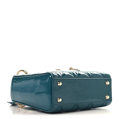 Christian Dior Patent Cannage Mini Lady Dor Blue 4 of 10