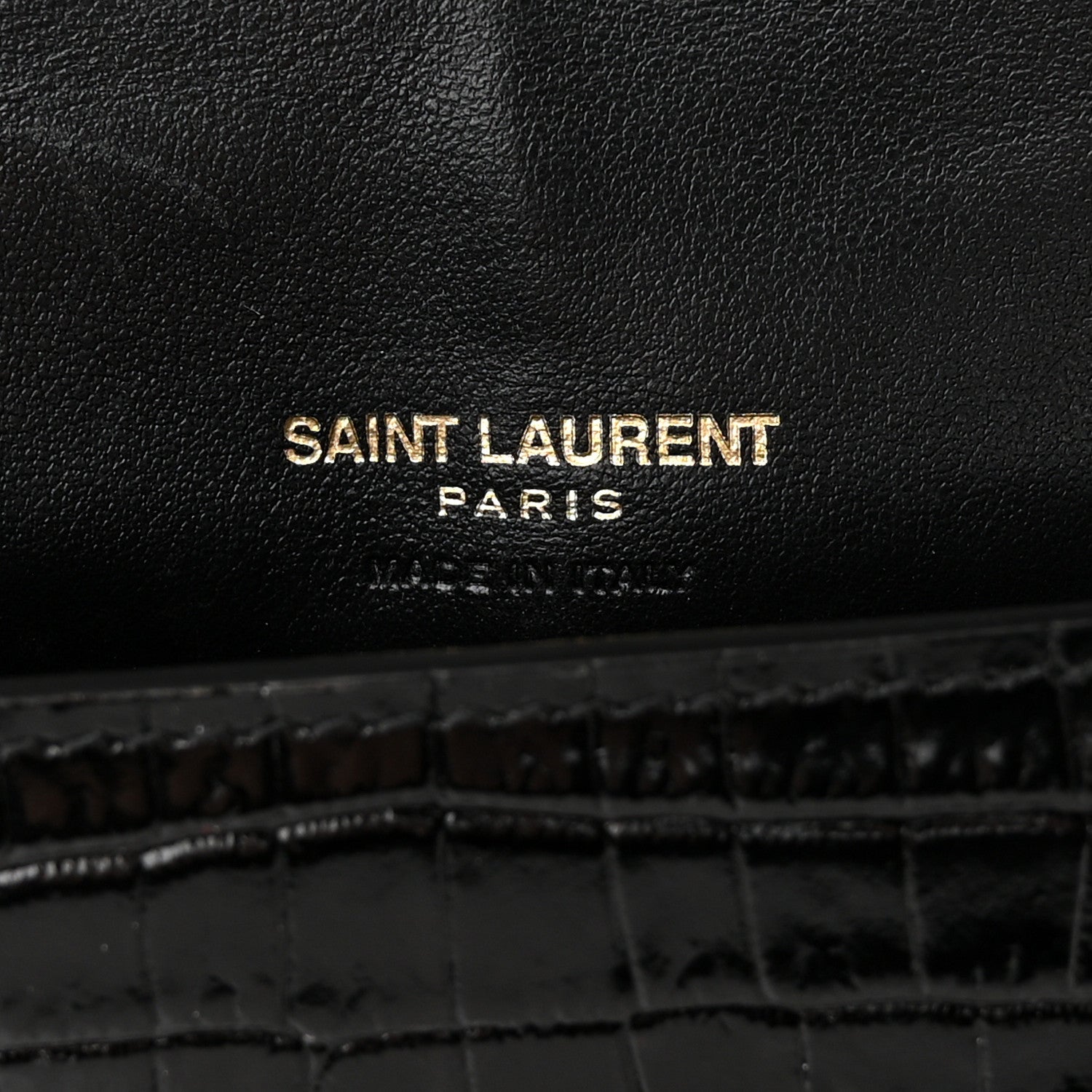 Saint Laurent Crocodile Embossed Monogram Phone Holder Crossbody Black 6 of 10