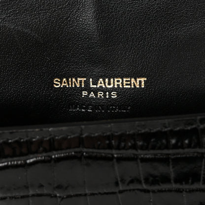 Saint Laurent Crocodile Embossed Monogram Phone Holder Crossbody Black 6 of 10