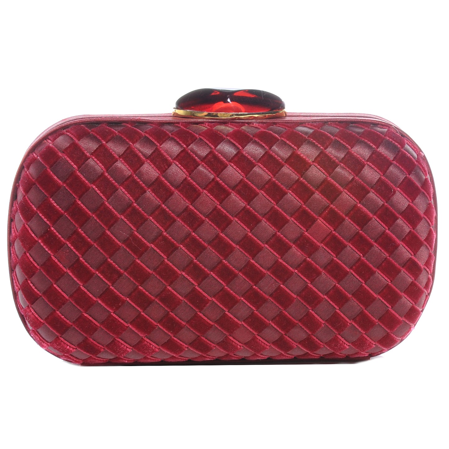 Satin Velvet Woven Evening Clutch Burgundy