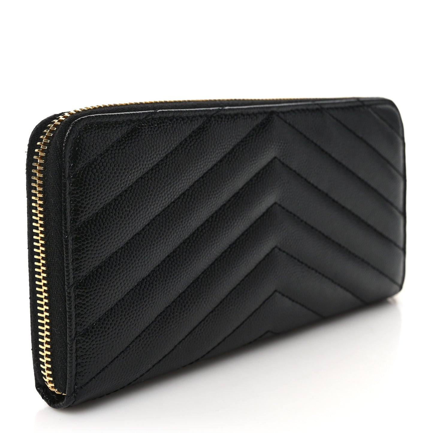 Grain De Poudre Matelasse Chevron Monogram Zip Around Wallet Black