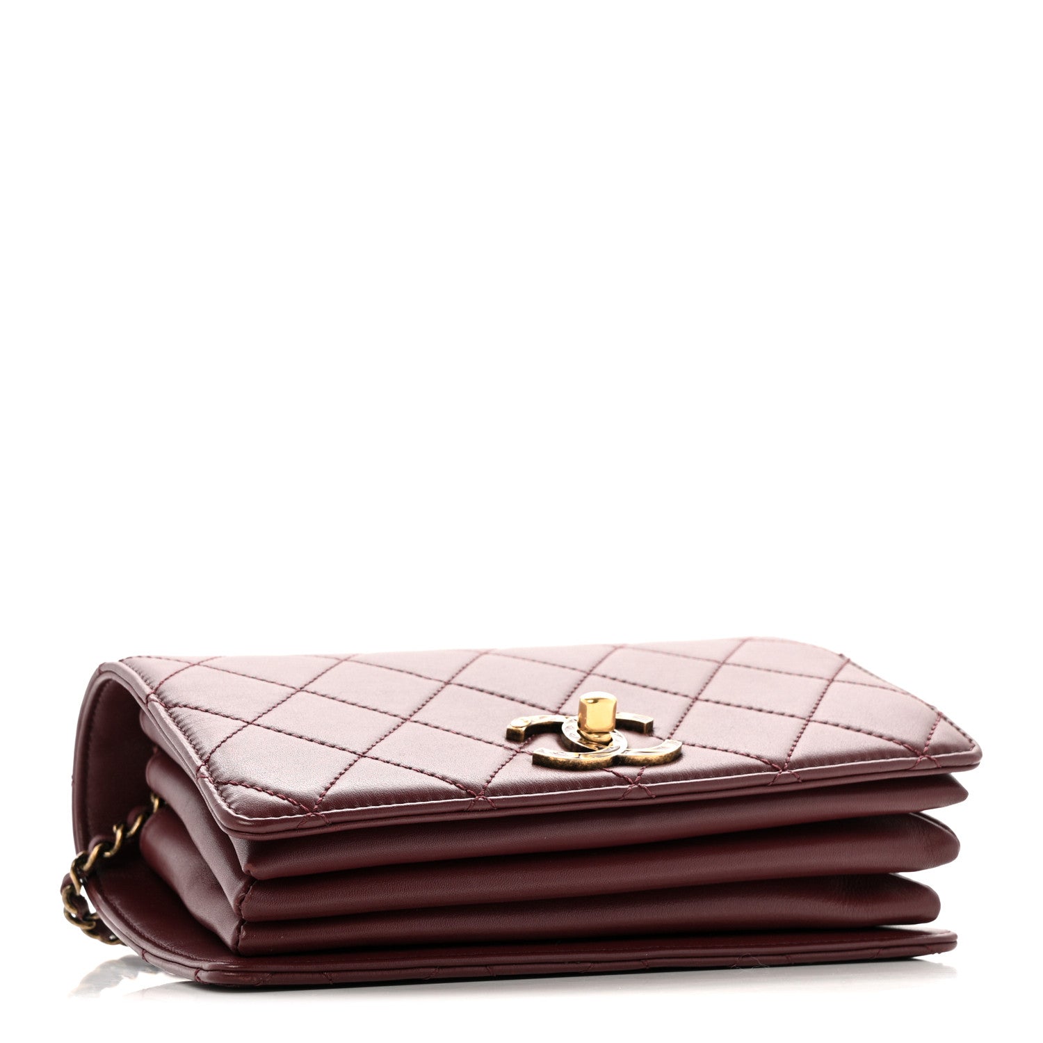 Chanel Iridescent Sheepskin Quilted Enamel Top Handle Bag Burgundy 5 of 16