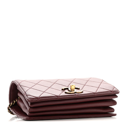 Chanel Iridescent Sheepskin Quilted Enamel Top Handle Bag Burgundy 5 of 16