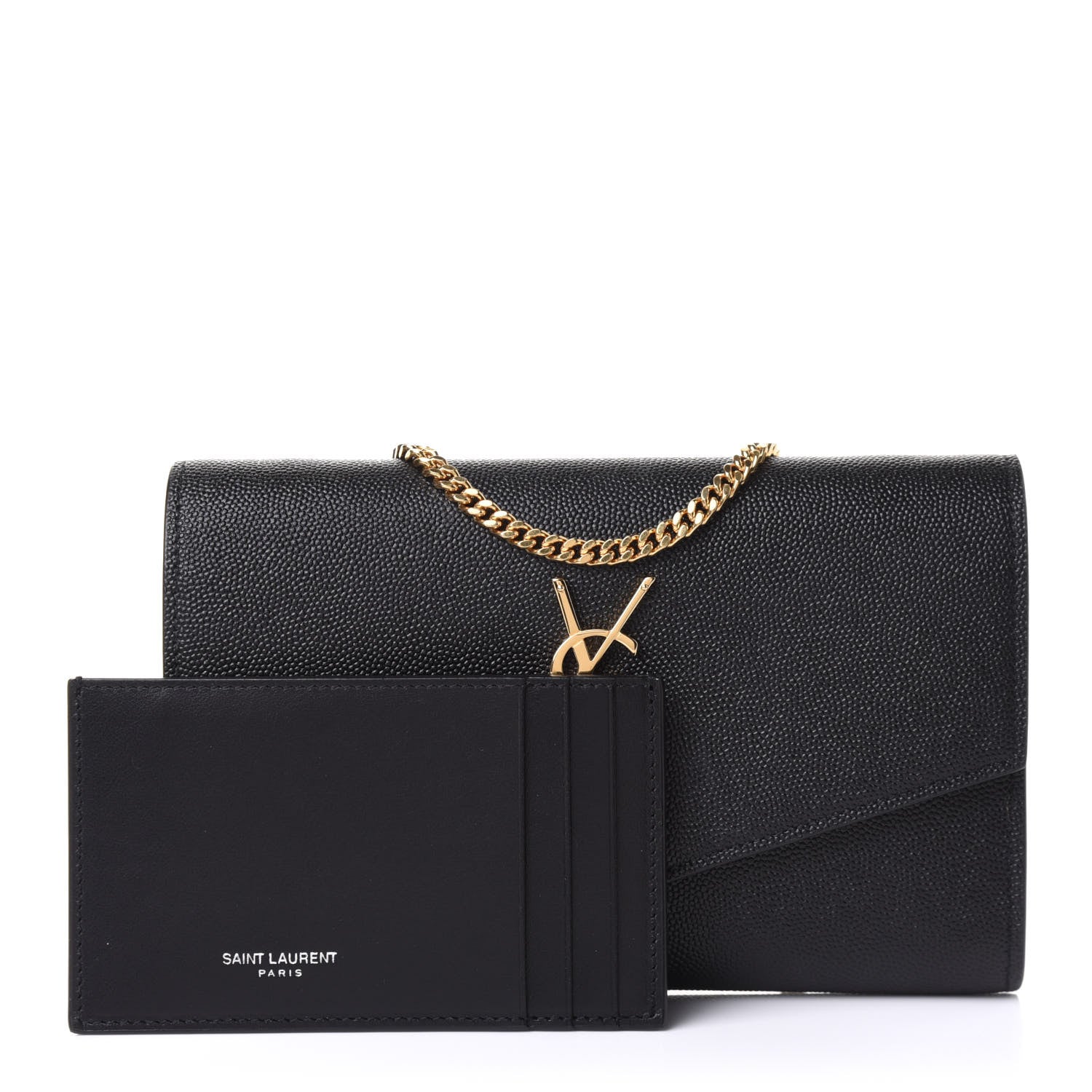 Saint Laurent Grain De Poudre Uptown Chain Wallet Black 4 of 11