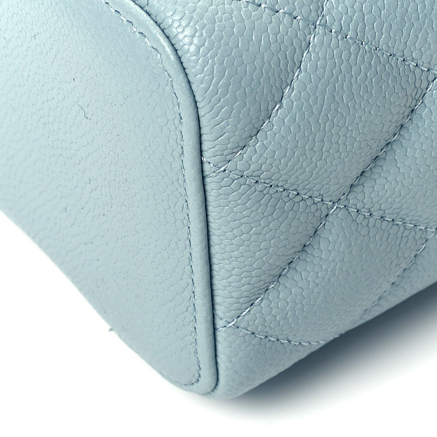 Chanel Caviar Quilted Small Tiny CC Vanity Case With Chain Light Blue 9 of 10