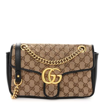 Gucci Monogram Matelasse Diagonal Small GG Marmont Shoulder Bag Beige Black 1 of 9