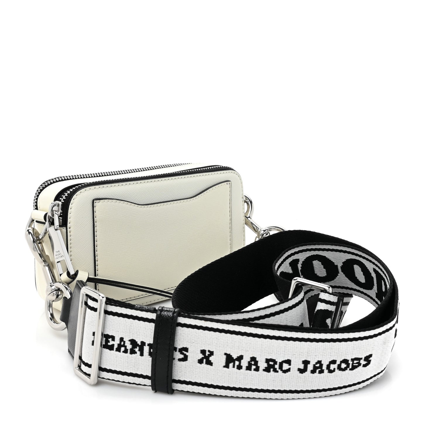 X Peanuts Saffiano Small Snoopy Snapshot Camera Bag White Black