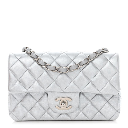 Chanel Metallic Lambskin Quilted Mini Rectangular Flap Silver 1 of 11