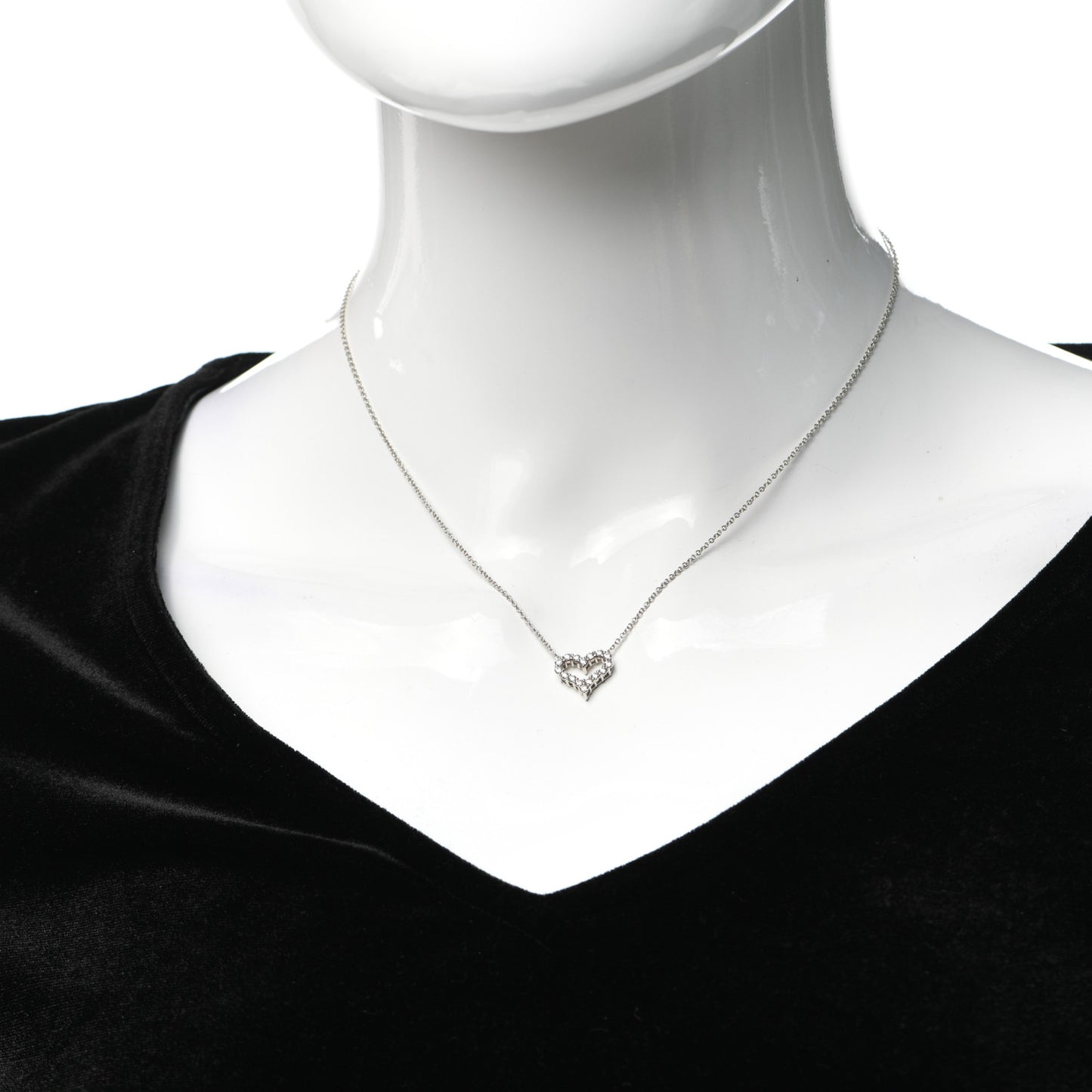Platinum Diamond Mini Heart Pendant Necklace