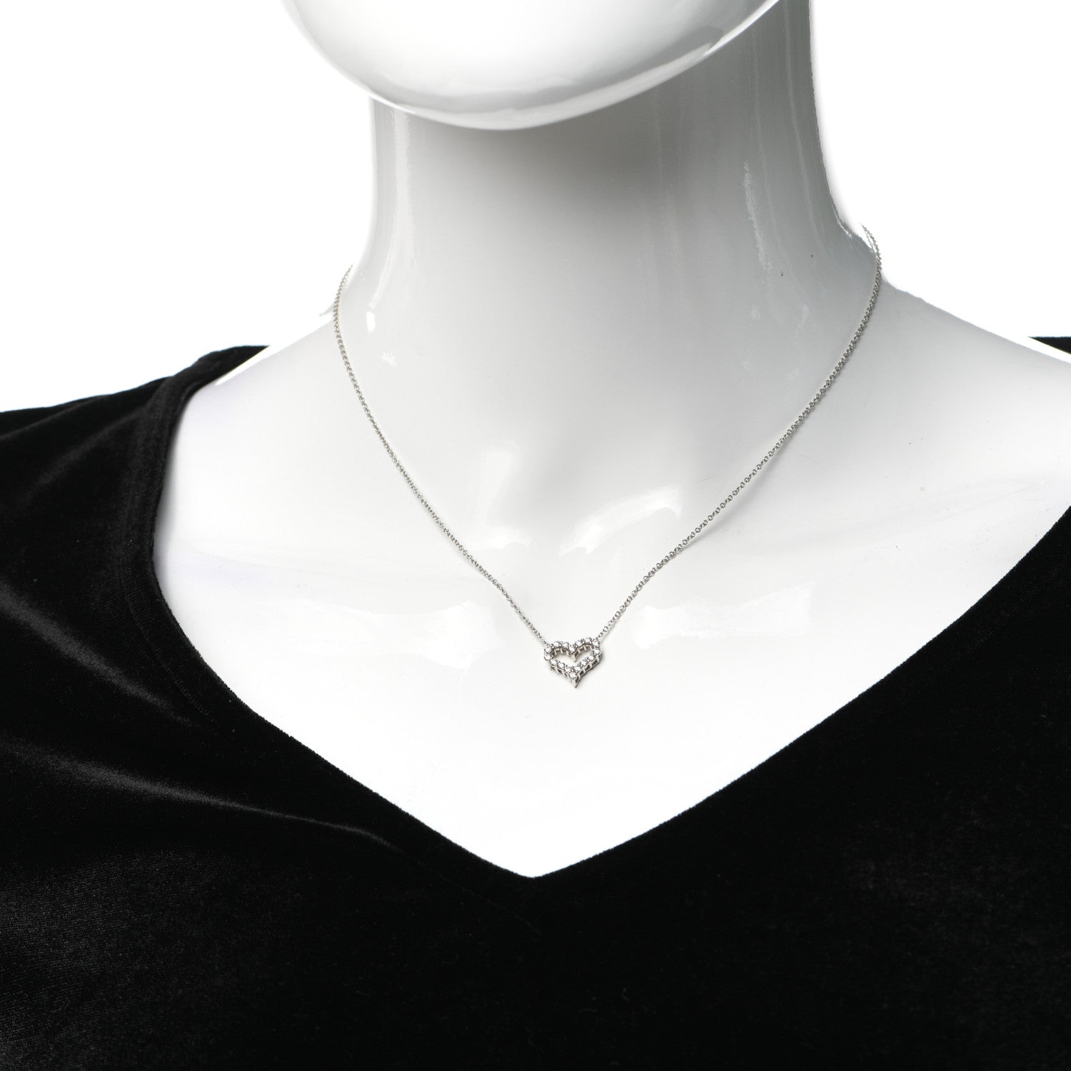 Tiffany Platinum Diamond Mini Heart Pendant Necklace 2 of 5
