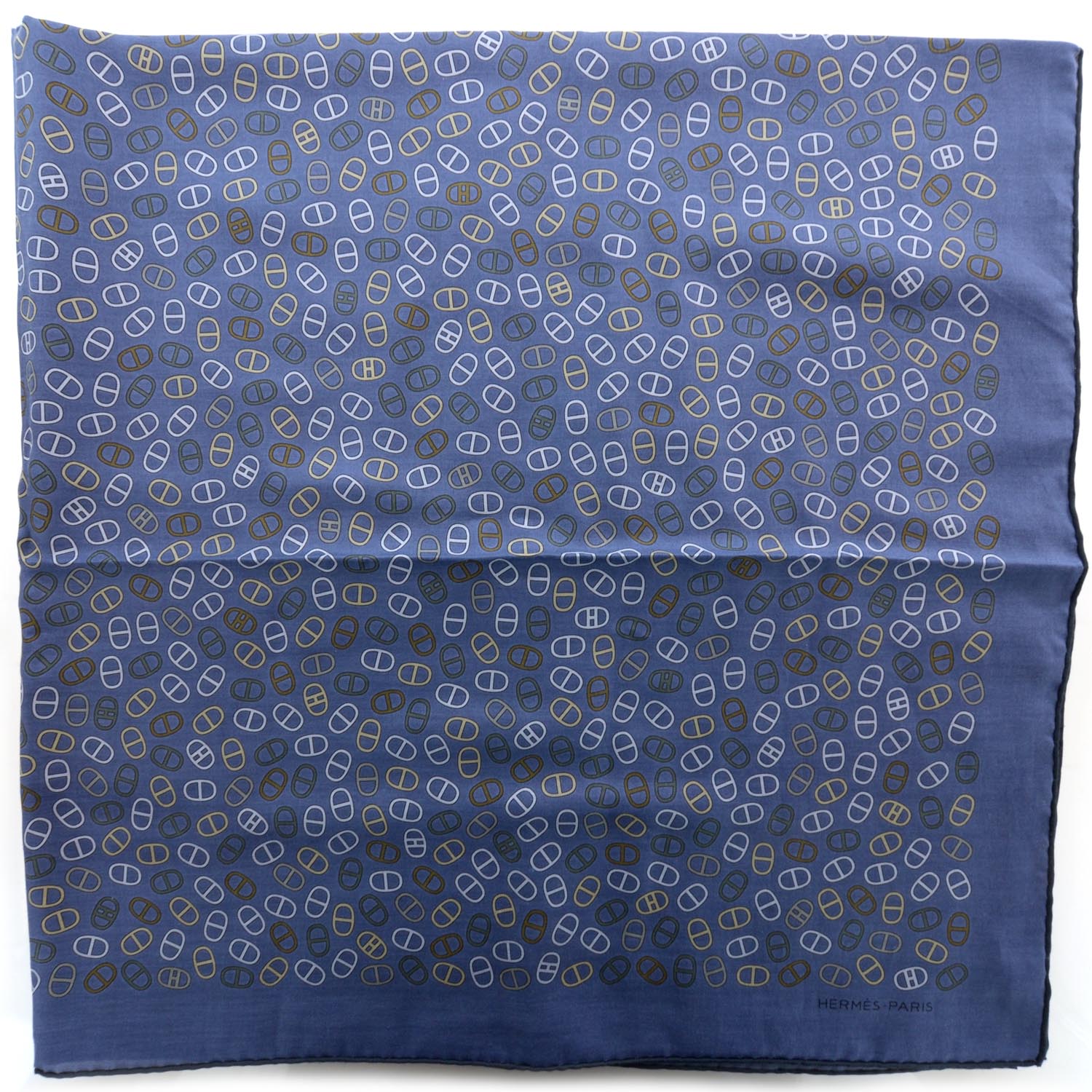Hermes Cotton Maillons Dechaines Scarf 90 Bleu Hussard and Marine 1 of 5