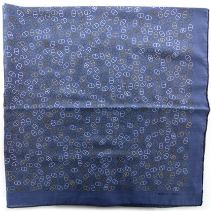 Hermes Cotton Maillons Dechaines Scarf 90 Bleu Hussard and Marine 1 of 5