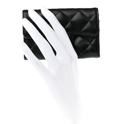 Chanel Caviar Quilted Flap Card Holder Wallet Black 2 of 9