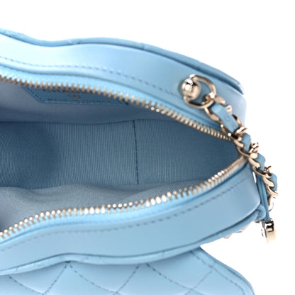 Chanel Lambskin Quilted CC In Love Heart Clutch With Chain Light Blue 9 of 10