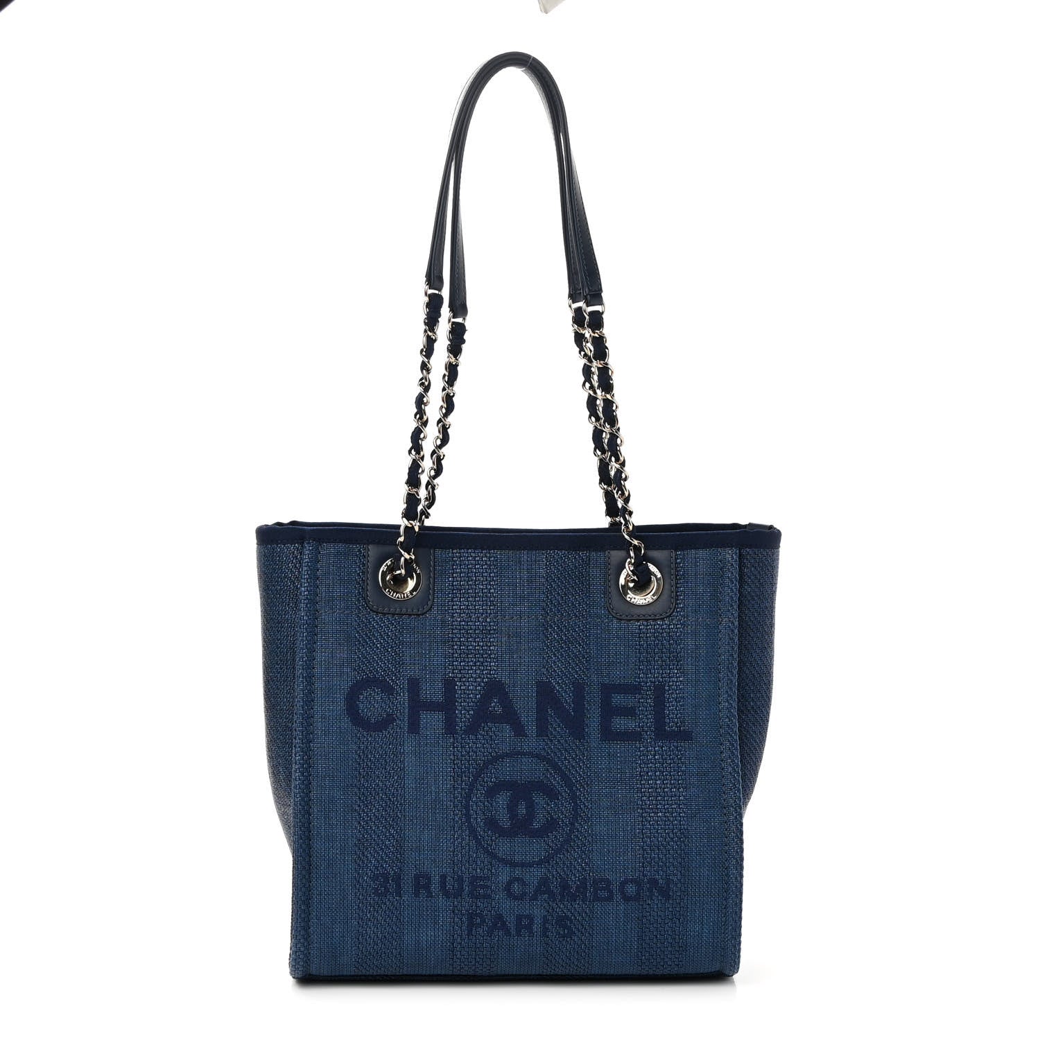 Chanel Mixed Fibers Mini Deauville Tote Navy Blue 1 of 10
